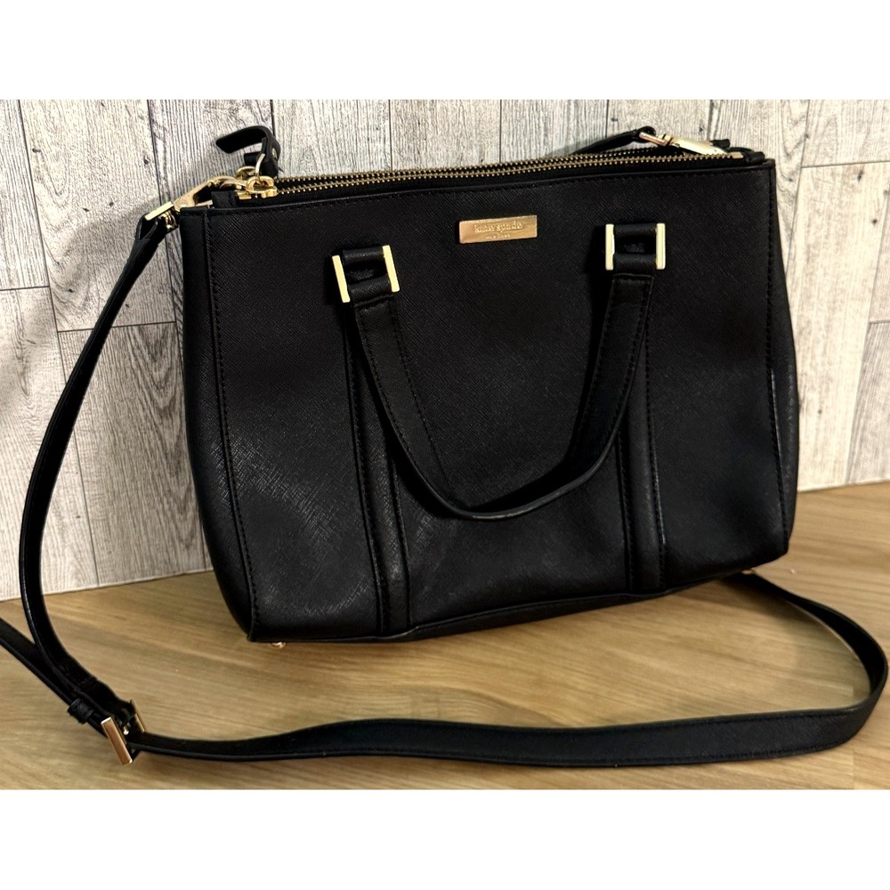 Kate Spade Black Saffiano Leather Newbury Lane Loden Satchel Bag Shoulder Tote